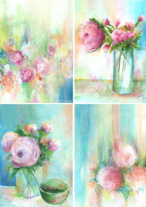 Ellen J Goods Rice Paper 4 COTTAGE ROSES