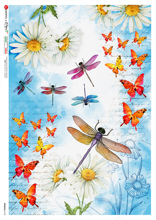 Paper Designs Decoupage Rice Paper Dragonflies and Butterflies 150