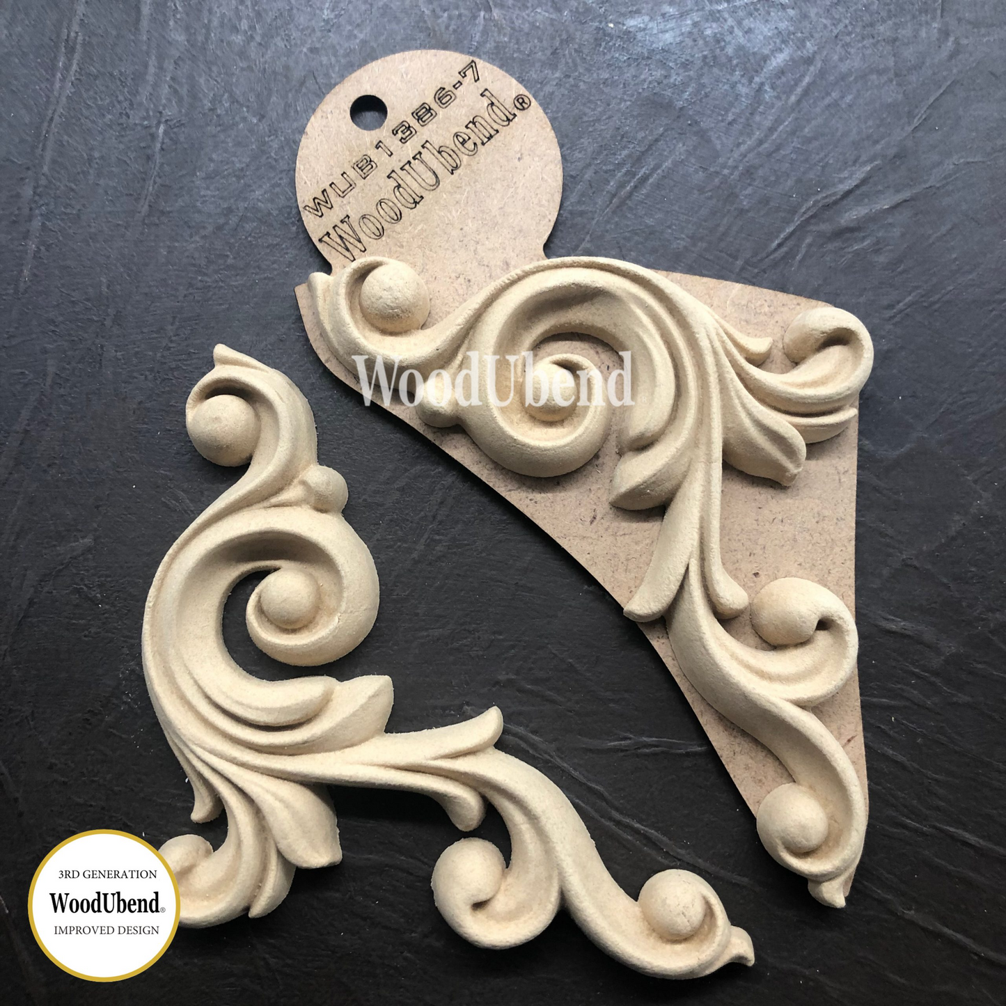 Wood U Bend  DECORATIVE SCROLL WUB1386  6.8" X 3.1"