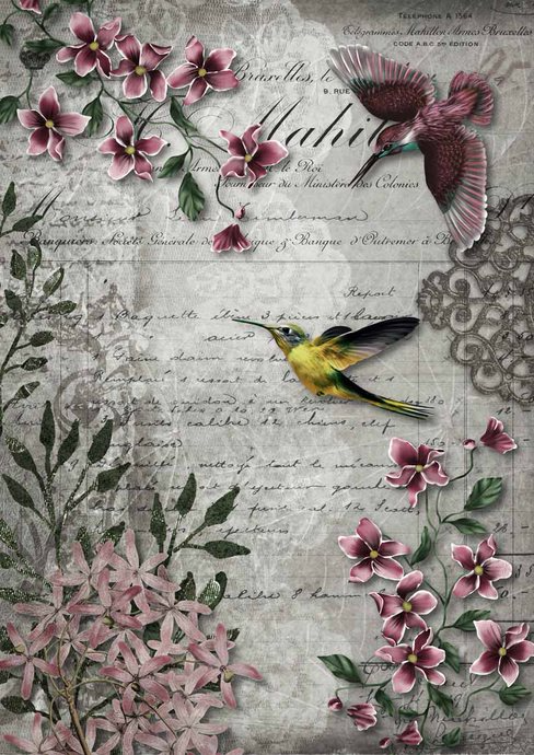 Decoupage Queen Rice Paper HUMMINGBIRD SONG