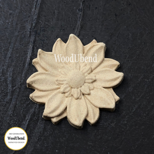 Wood U Bend Pack of 5 CLASSIC PETAL ROUNDED FLOWER  WUB0354   1.97" × 1.97"