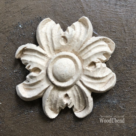 Wood U Bend Pack of 5 FOUR-PETAL FLOWER  WUB2159   1.96" × 1.77"